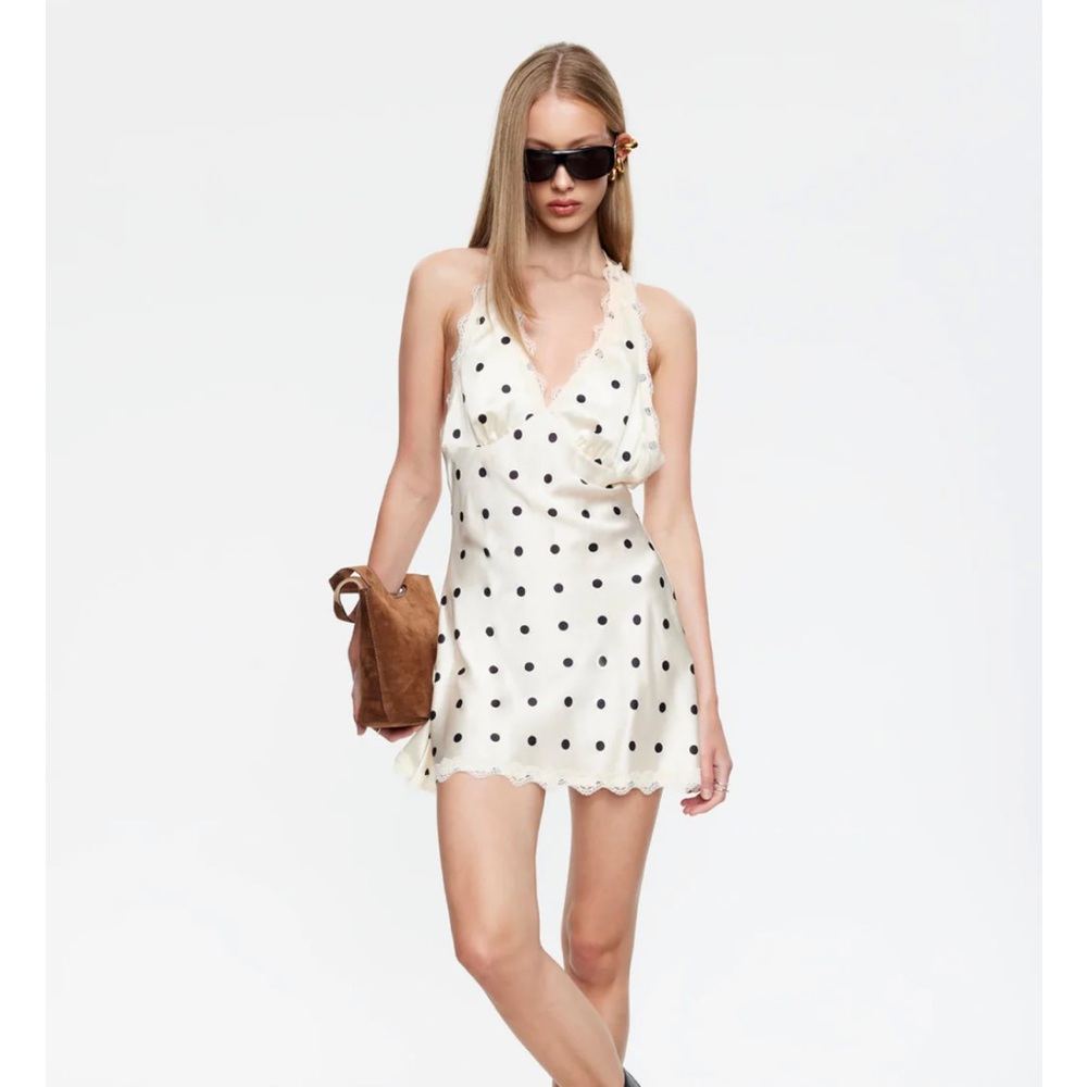 Lioness Stars Align Black and White Polka Dot Mini Dress